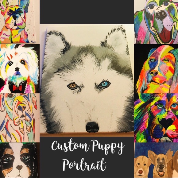 Other - Custom Pet Puppy Kitty Portrait Original Paintings